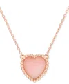 Macy's Pink Opal (5 Ct. T.w.) Heart Bead Frame 17" Pendant Necklace In Rose-plated Sterling Silver In Pink Opal