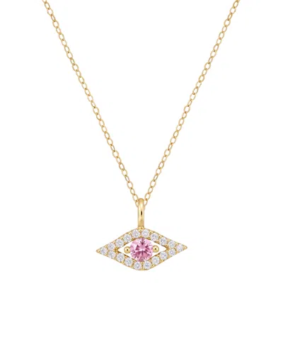 Macy's Pink Sapphire And Diamond Evil Eye Pendant (1/6 Ct. T.w. And 1/10 Ct. T.w.) In 14k Gold
