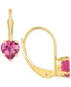Macy's Pink Sapphire Heart-shaped Solitaire Leverback Earrings (1-1/10 Ct. T.w.) In 10k Gold In Gold