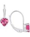 Macy's Pink Sapphire Heart-shaped Solitaire Leverback Earrings (1-1/10 Ct. T.w.) In 10k Gold In White Gold