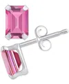 Macy's Pink Topaz Emerald-cut Solitaire Stud Earrings (1-3/8 Ct. T.w.) In 10k Gold In Pink Topaz,white Gold