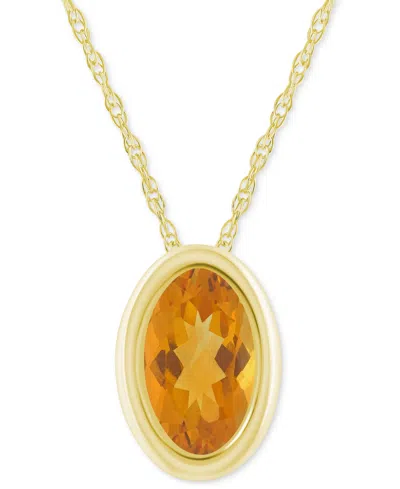 Macy's Pink Topaz Oval Solitaire 18" Pendant Necklace In 10k Gold (also In Additional Gemstones)