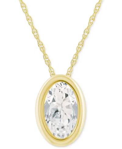 Macy's Pink Topaz Oval Solitaire 18" Pendant Necklace In 10k Gold (also In Additional Gemstones)