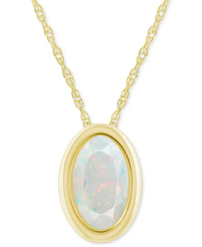 Macy's Pink Topaz Oval Solitaire 18" Pendant Necklace In 10k Gold (also In Additional Gemstones)