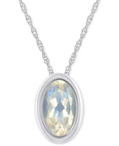 Macy's Pink Topaz Oval Solitaire 18" Pendant Necklace In 10k Gold (also In Additional Gemstones) In Metallic