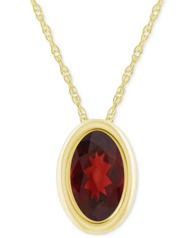 Macy's Pink Topaz Oval Solitaire 18" Pendant Necklace In 10k Gold (also In Additional Gemstones) In Metallic