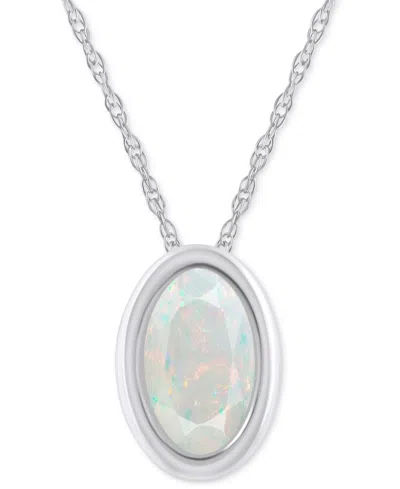Macy's Pink Topaz Oval Solitaire 18" Pendant Necklace In 10k Gold (also In Additional Gemstones) In Metallic