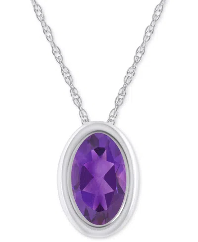 Macy's Pink Topaz Oval Solitaire 18" Pendant Necklace In 10k Gold (also In Additional Gemstones) In Metallic