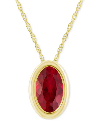 Macy's Pink Topaz Oval Solitaire 18" Pendant Necklace In 10k Gold (also In Additional Gemstones) In Multi
