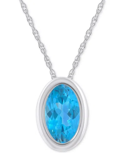 Macy's Pink Topaz Oval Solitaire 18" Pendant Necklace In 10k Gold (also In Additional Gemstones) In Metallic