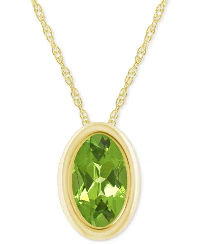Macy's Pink Topaz Oval Solitaire 18" Pendant Necklace In 10k Gold (also In Additional Gemstones) In Multi