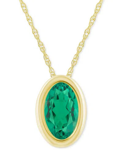 Macy's Pink Topaz Oval Solitaire 18" Pendant Necklace In 10k Gold (also In Additional Gemstones)