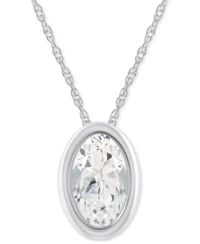 Macy's Pink Topaz Oval Solitaire 18" Pendant Necklace In 10k Gold (also In Additional Gemstones) In Metallic