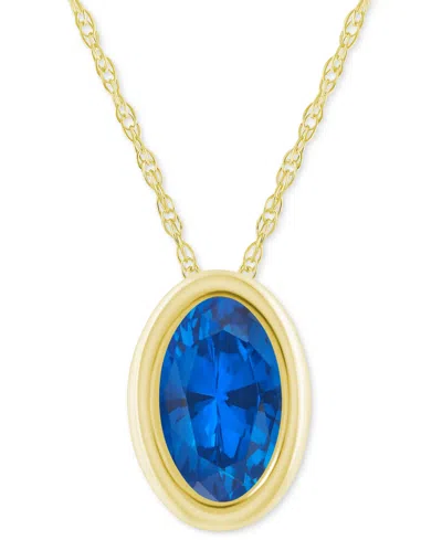 Macy's Pink Topaz Oval Solitaire 18" Pendant Necklace In 10k Gold (also In Additional Gemstones)