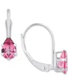 Macy's Pink Topaz Pear-cut Solitaire Leverback Earrings (1 Ct. T.w.) In 10k Gold In White Gold