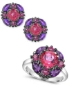 Macy's Pink Topaz Rhodolite Garnet Amethyst Cluster Jewelry Collection In Sterling Silver In Multi-gemstone