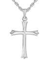 Macy's Pointed Tip Polished Cross 18" Pendant Necklace In Sterling Silver In Silver