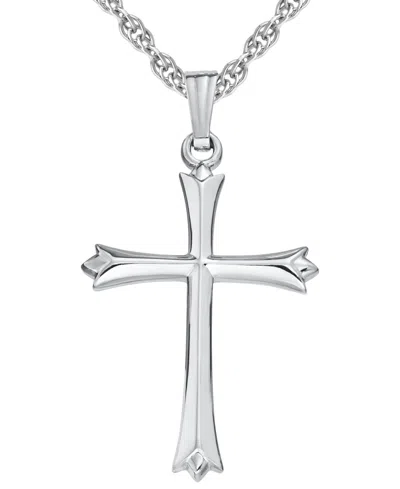 Macy's Pointed Tip Polished Cross 18" Pendant Necklace In Sterling Silver