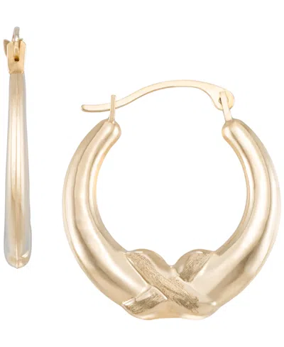 Macy's Polish Satin X Hoop Earrings In 14k Yellow Gold