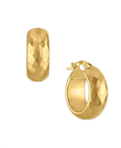 Macy's Polished & Textured Huggie Hoop Earrings In 10k Yellow Gold