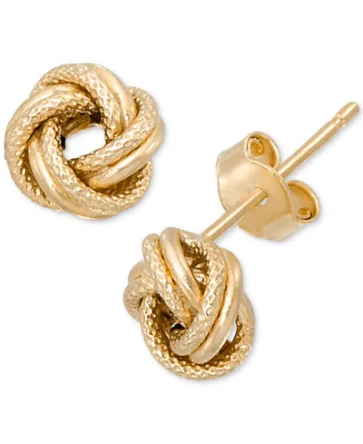 Macy's Polished & Textured Love Knot Stud Earrings In 10k Gold