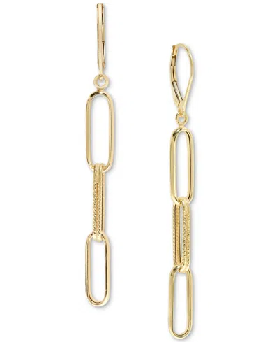 Macy's Polished & Textured Multi-link Paperclip Drop Earrings In 14k Gold