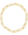 Macy's Polished & Textured Paperclip Link Bracelet In 14k Gold In Gold