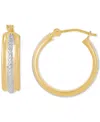 Macy's Polished & Textured Two-tone Flex Tube Small Hoop Earrings In 10k Gold, 5/8" In Gold