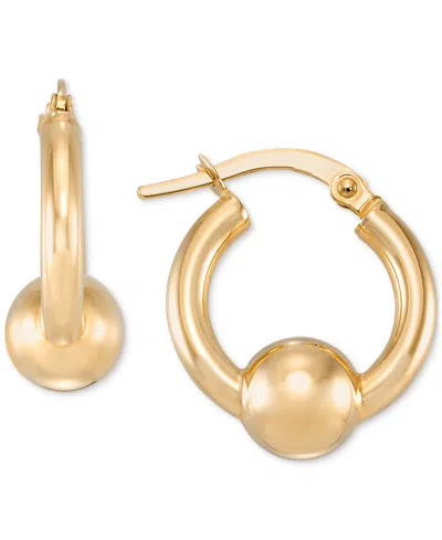Macy's Polished Bead Hoop Earrings In 10k Yellow Gold