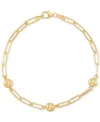 Macy's Polished Bead Station Chain Link Bracelet In 10k Yellow Gold In Gold