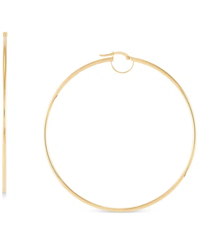 Macy's Polished Bridge Large Hoop Earrings In 10k Gold (70mm)