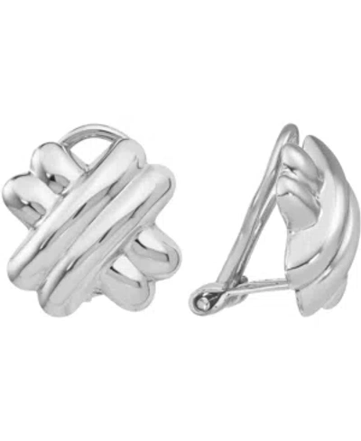 Macy's Polished Crisscross Clip-on Earrings In White Gold