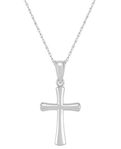 Macy's Polished Cross Pendant 18" Necklace In 14k White Gold