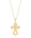 Macy's Polished Cross Pendant Necklace In 10k Yellow Gold In Gold