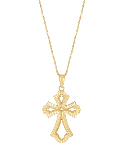 Macy's Polished Cross Pendant Necklace In 10k Yellow Gold
