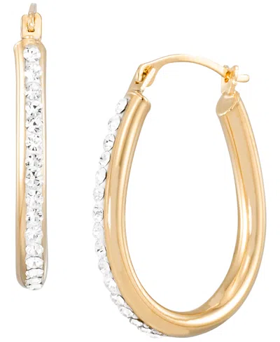 Macy's Polished Crystal Hoop Earrings In 14k Yellow Gold Over Sterling Silver