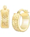 Macy's Polished Diamond Cut Extra-small Huggie Hoop Earrings In 14k Yellow Gold, 3/8" In Gold