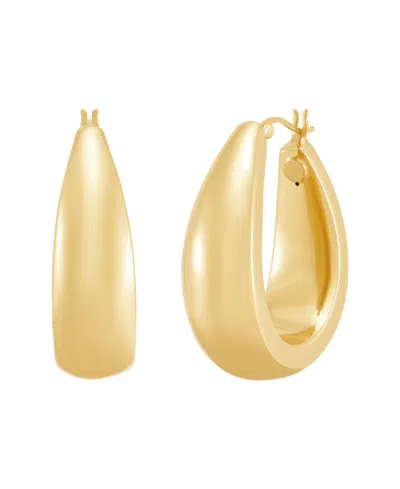 Macy's Polished Electroform Oval Hoop Earrings In 10k Yellow Gold