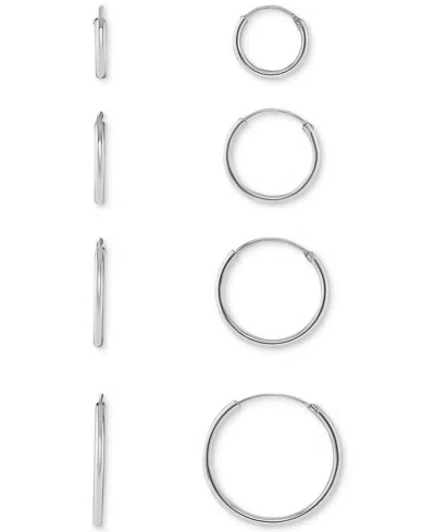 Macy's Polished Endless Hoop Earrings Set In 18k Gold Over Sterling Silver, Created For