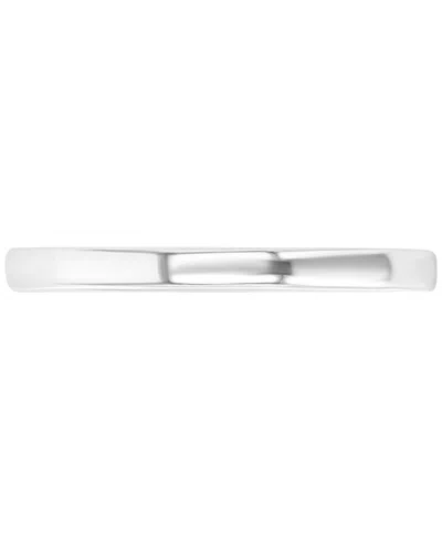 Macy's Polished Finish Dome Comfort Fit Narrow Stack Band In Silver