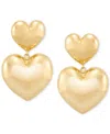 Macy's Polished Graduated Double Heart Drop Earrings In 14k Gold, 1" In Yellow Gold