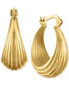 Macy's Polished Graduated Ribbed Small Hoop Earrings In Gold