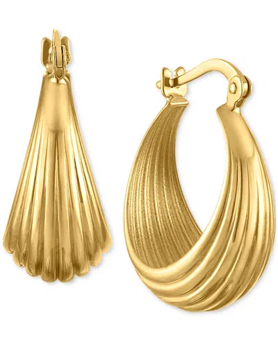 Macy's Polished Graduated Ribbed Small Hoop Earrings In Gold