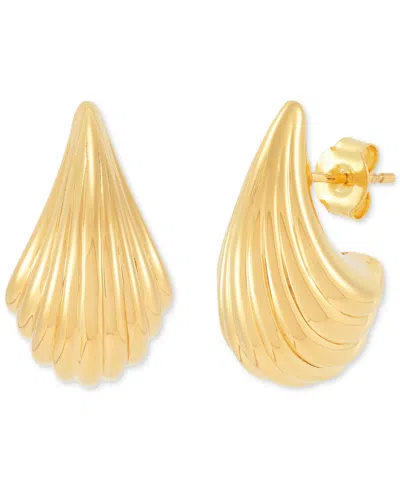 Macy's Polished Graduated Shrimp Design Grooved Stud Earrings In 14k Gold