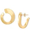 Macy's Polished Graduated Twisted Circle Small Hoop Earrings In 14k Gold, 1" In Yellow Gold