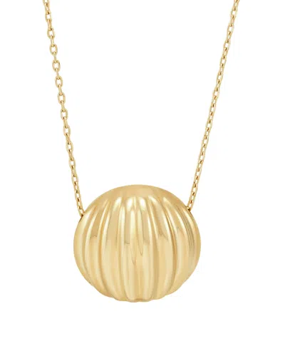 Macy's Polished Half Ribbed Bead Pendant Necklace In 10k Yellow Gold