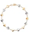 Macy's Polished Heart & Oval Link Chain Bracelet In 10k Two-tone Gold In Two-tone