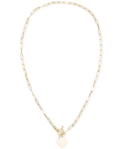 Macy's Polished Heart Link Toggle Necklace In 10k Gold In Yellow Gold