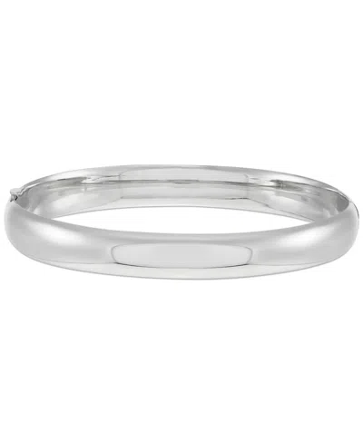 Macy's Polished Hinged 8mm Bangle Bracelet In 10k Gold In White Gold
