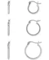 Macy's Polished Hoop Earrings Set In 18k Gold Over Sterling Silver, Created For  In Silver